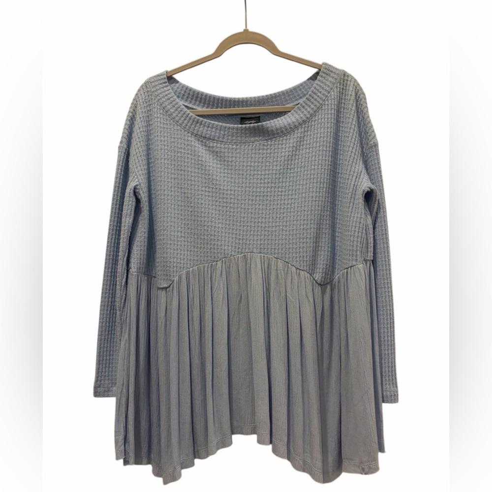 NWT Daytrip by Buckle Waffle Knit Thermal Babydoll Top – Cashmere Blue – Small